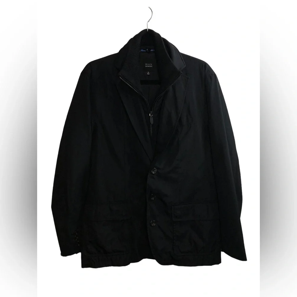 Black Saks Fifth Avenue Water Repellent Blazer Coat Jacket Mens Small Workwear